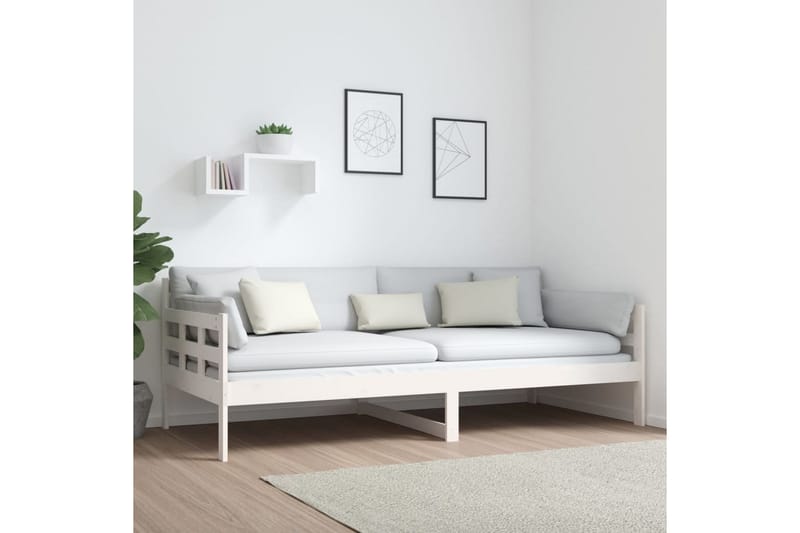 Sohvasänky valkoinen täysi mänty 90x200 cm - Valkoinen - Huonekalut - Sohva - Sohvasängyt