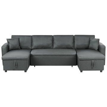 Sommen u-mallinen vuodesohva 123x259 cm säilytyksellä kankaalla - Harmaa - Huonekalut - Sohva - Vuodesohva