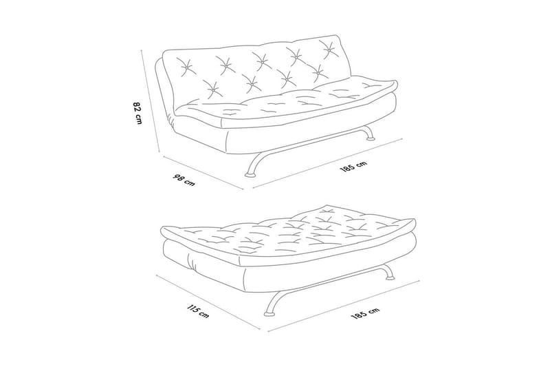Soren Vuodesohva 3-sits - Harmaa - Huonekalut - Sohva - Vuodesohva - 3 istuttava vuodesohva