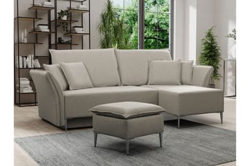 Staffin 3-istuttava l-muotoinen kulmavuodesohva 140x200 cm säilytystilalla kangasta - Beige - Huonekalut - Sohva - Vuodesohva