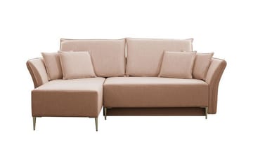 Staffin 3-istuttava l-muotoinen kulmavuodesohva 140x200 cm säilytystilalla kangasta - Vaaleanpunainen - Huonekalut - Sohva - Vuodesohva