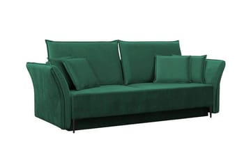 Staffin 3-istuttava suorakaiteen muotoinen vuodesohva 138x192 cm säilytystilalla samettia - Vihreä - Huonekalut - Sohva - Vuodesohva - 3 istuttava vuodesohva