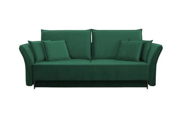 Staffin 3-istuttava suorakaiteen muotoinen vuodesohva 138x192 cm säilytystilalla samettia - Vihreä - Huonekalut - Sohva - Vuodesohva - 3 istuttava vuodesohva