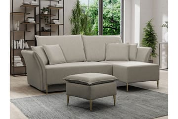 Staffin 3-istuttava vasen kulmavuodesohva 140x200 cm säilytystilalla kangasta - Beige - Huonekalut - Sohva - Vuodesohva