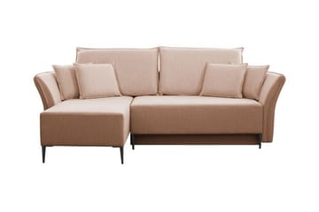 Staffin 3-istuttava vasen kulmavuodesohva 140x200 cm säilytystilalla kangasta - Vaaleanpunainen - Huonekalut - Sohva - Vuodesohva