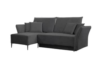 Staffin 3-istuttava vasenkätinen kulmavuodesohva 140x200 cm säilytystilalla samettia - Antrasiitti - Huonekalut - Sohva - Vuodesohva