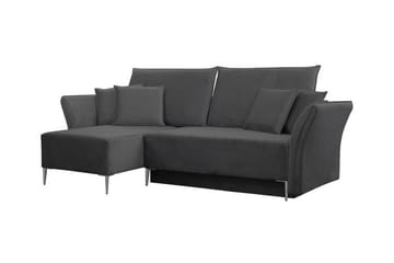 Staffin 3-istuttava vasenkätinen kulmavuodesohva 140x200 cm säilytystilalla samettia - Harmaa - Huonekalut - Sohva - Vuodesohva
