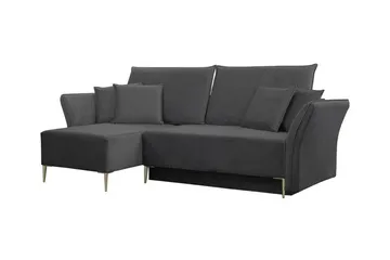 Staffin 3-istuttava vasenkätinen kulmavuodesohva divaanilla 140x200 cm samettia - Harmaa - Huonekalut - Sohva - Vuodesohva