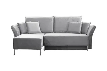 Staffin 3-istuttava vasenkätinen vuodesohva 140x200 cm säilytystilalla samettia - Harmaa - Huonekalut - Sohva - Vuodesohva