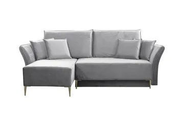 Staffin 3-istuttava vasenkätinen vuodesohva 140x200 cm säilytystilalla samettia - Harmaa - Huonekalut - Sohva - Vuodesohva