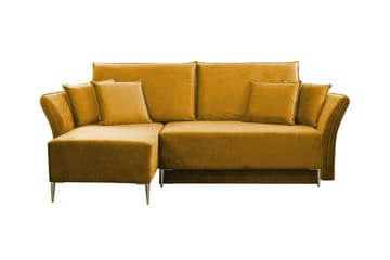 Staffin 3-istuttava vasenkätinen vuodesohva 140x200 cm säilytystilalla samettia - Keltainen - Huonekalut - Sohva - Vuodesohva