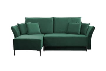 Staffin 3-istuttava vasenkätinen vuodesohva 140x200 cm säilytystilalla samettia - Vihreä - Huonekalut - Sohva - Vuodesohva