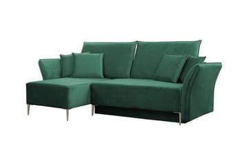 Staffin 3-istuttava vasenkätinen vuodesohva 140x200 cm säilytystilalla samettia - Vihreä - Huonekalut - Sohva - Vuodesohva