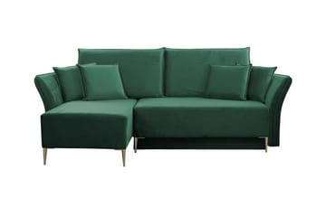 Staffin 3-istuttava vasenkätinen vuodesohva 140x200 cm säilytystilalla samettia - Vihreä - Huonekalut - Sohva - Vuodesohva