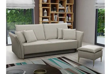 Staffin 3-istuttava vuodesohva 138x192 cm säilytystilalla kangasta - Beige - Huonekalut - Sohva - Vuodesohva - 3 istuttava vuodesohva