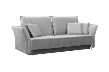 Staffin 3-istuttava vuodesohva 138x192 cm säilytystilalla samettia - Harmaa - Huonekalut - Sohva - Vuodesohva - 3 istuttava vuodesohva