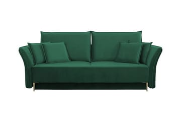 Staffin 3-istuttava vuodesohva 138x192 cm säilytystilalla samettia - Vihreä - Huonekalut - Sohva - Vuodesohva - 3 istuttava vuodesohva