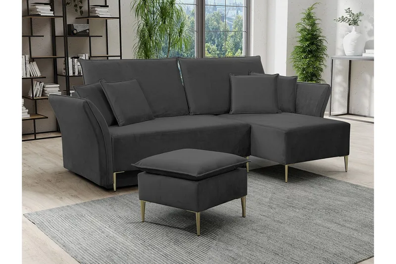 Staffin 3-sits Hörnbäddsoffa NO_BRAND Dark grey - Huonekalut - Sohva - Vuodesohva