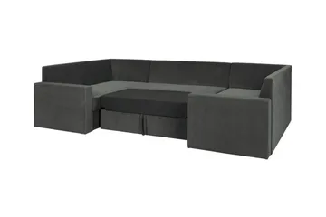Staffin 4-istuttava u-mallinen kulmavuodesohva 140x276 cm säilytyksellä kangasta - Harmaa - Huonekalut - Sohva - Vuodesohva