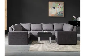 Staffin 4-istuttava u-mallinen kulmavuodesohva 140x276 cm säilytyksellä kangasta - Harmaa - Huonekalut - Sohva - Vuodesohva