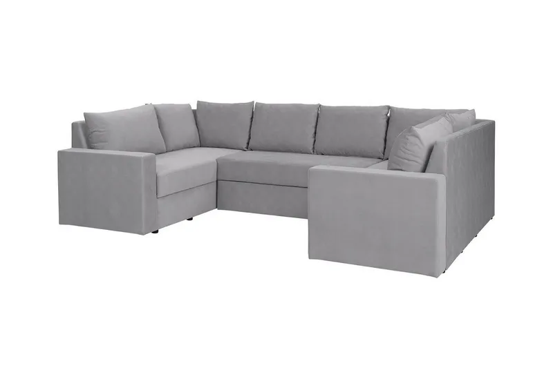Staffin 4-istuttava u-mallinen kulmavuodesohva 140x276 cm säilytyksellä kankaasta, Harmaa
