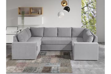 Staffin 4-istuttava u-mallinen kulmavuodesohva 140x276 cm säilytyksellä kankaasta - Harmaa - Huonekalut - Sohva - Vuodesohva