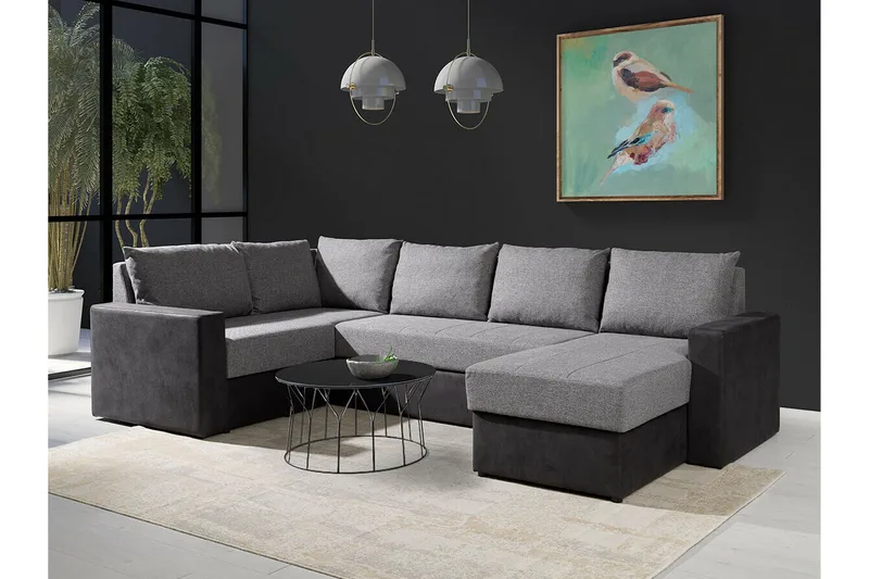 Staffin 4-sits Hörnbäddsoffa Ljusgrå - Huonekalut - Sohva - Vuodesohva