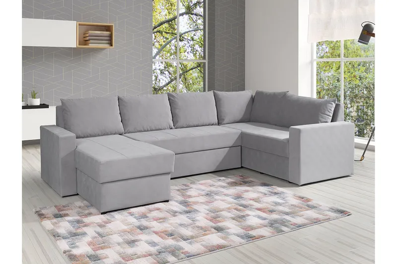 Staffin 4-sits Hörnbäddsoffa Ljusgrå - Huonekalut - Sohva - Vuodesohva