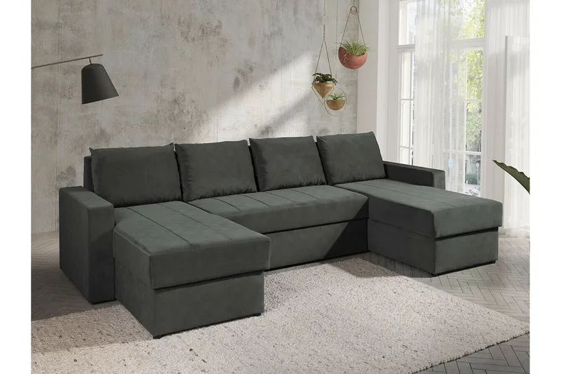 Staffin 4-sits Hörnbäddsoffa NO_BRAND Dark grey - Huonekalut - Sohva - Vuodesohva