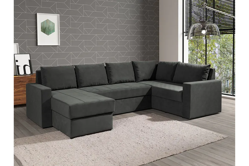 Staffin 4-sits Hörnbäddsoffa NO_BRAND Dark grey - Huonekalut - Sohva - Vuodesohva