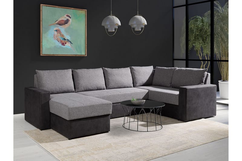 Staffin 4-sits Hörnbäddsoffa NO_BRAND Dark grey/Light grey - Huonekalut - Sohva - Vuodesohva