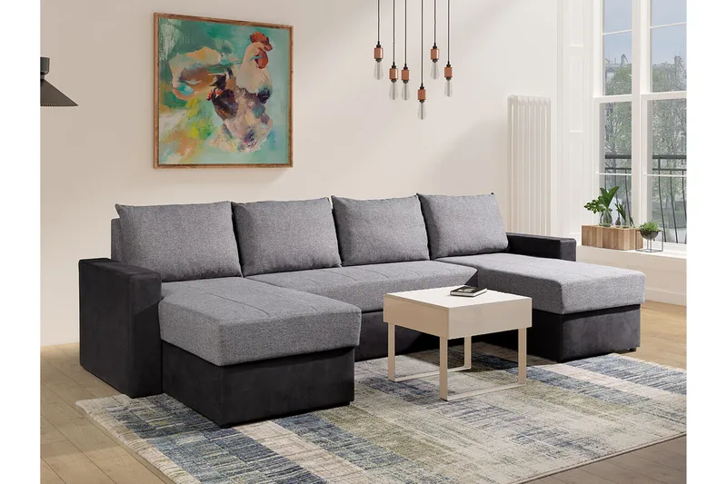 Staffin 4-sits Hörnbäddsoffa NO_BRAND Light grey/Dark grey - Huonekalut - Sohva - Vuodesohva