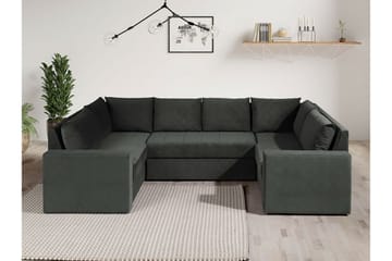 Staffin 4-paikkainen u-mallinen pitkittäin avattava kulmasohvasänky 140x276 cm säilytystilalla kankaasta - Tummanharmaa - Huonekalut - Sohva - Vuodesohva