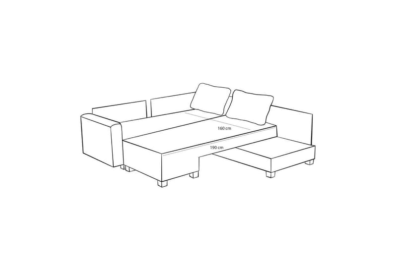 Sufian Corner vuodesohva 4 istuttava - Tummanharmaa - Huonekalut - Sohva - Vuodesohva
