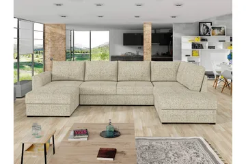 Taberk Vuodedivaanisohva divaanilla ja lepotuoliosalla, 4-istuttava - Beige - Huonekalut - Sohva - Vuodesohva