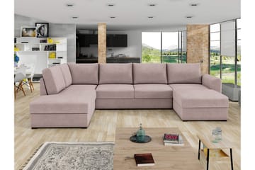 Taberk Vuodedivaanisohva divaanilla ja lepotuoliosalla, 4-istuttava - Rosa - Huonekalut - Sohva - Vuodesohva