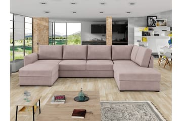 Taberk Vuodedivaanisohva divaanilla ja lepotuoliosalla, 4-istuttava - Rosa - Huonekalut - Sohva - Vuodesohva