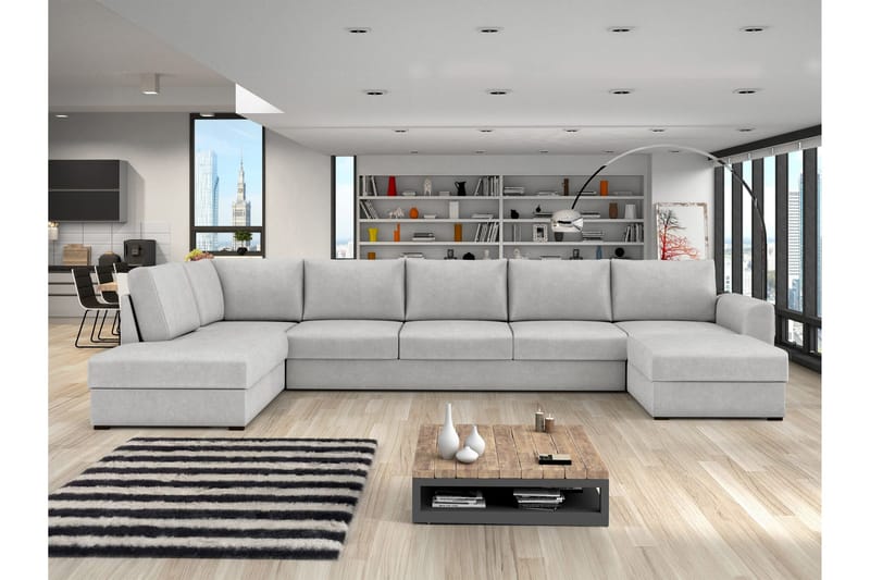 Taberk Vuodedivaanisohva divaanilla ja lepotuoliosalla, 5-istuttava - Harmaa - Huonekalut - Sohva - Vuodesohva