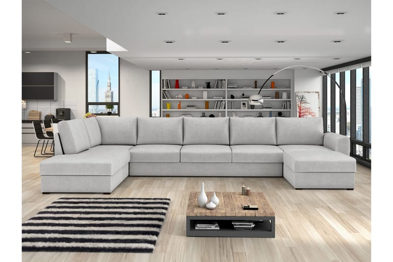 Taberk Vuodedivaanisohva divaanilla ja lepotuoliosalla, 5-istuttava - Harmaa - Huonekalut - Sohva - Vuodesohva