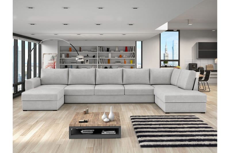 Taberk Vuodedivaanisohva divaanilla ja lepotuoliosalla, 5-istuttava - Harmaa - Huonekalut - Sohva - Vuodesohva