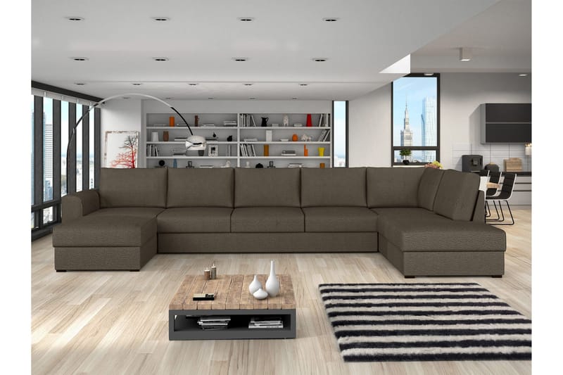 Taberk Vuodedivaanisohva divaanilla ja lepotuoliosalla, 5-istuttava - Ruskea - Huonekalut - Sohva - Vuodesohva