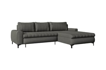 Talby 3-istuttava oikea l-muotoinen kulmavuodesohva 135x255 cm säilytystilalla kangasta - Harmaa - Huonekalut - Sohva - Vuodesohva