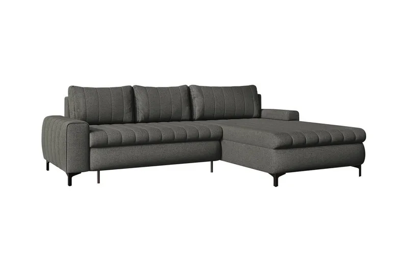 Talby 3-istuttava oikea l-muotoinen kulmavuodesohva 135x255 cm säilytystilalla kangasta, Harmaa