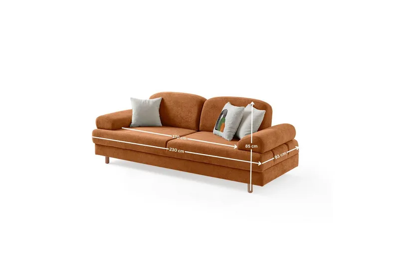 Torrelis Vuodesohva 3-istuttava - Terrakotta - Huonekalut - Sohva - Vuodesohva - 3 istuttava vuodesohva