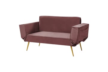 Touya 2-istuttava vuodesohva 75x187 cm samettia - Vaaleanpunainen - Huonekalut - Sohva - Vuodesohva