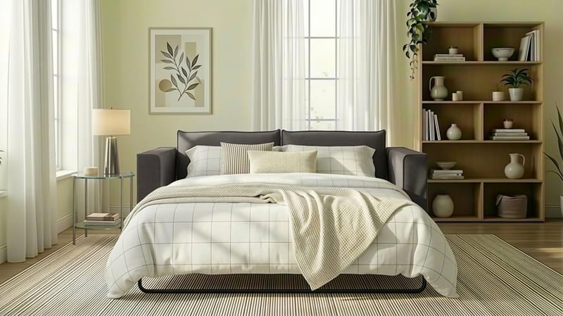 Travstad 3-istuttava Vuodesohva Chenille-kankaalla - Harmaa - Huonekalut - Sohva - Vuodesohva - 3 istuttava vuodesohva