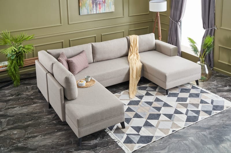 U-Vuodesohva Caripce - Kermanvalkoinen/Musta - Huonekalut - Sohva - Vuodesohva