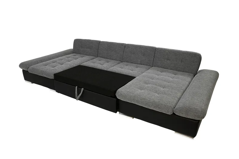 Dewitt 6-istuttava kulmasohva divaanilla ja chaise longuella samettia - Valkoinen|Harmaa - Huonekalut - Sohva - Vuodesohva - U-vuodesohva
