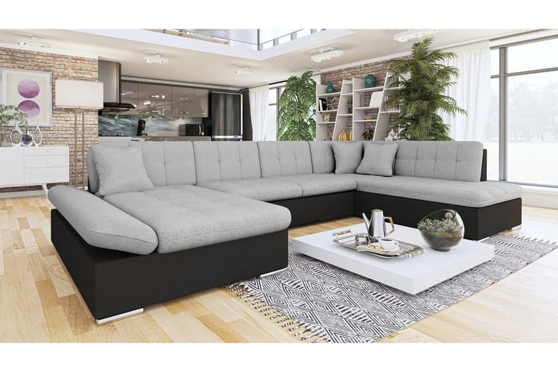 U-Vuodesohva Jampra Divaani säilytyksellä Vasen - Musta/Vaaleanharmaa - Huonekalut - Sohva - Vuodesohva