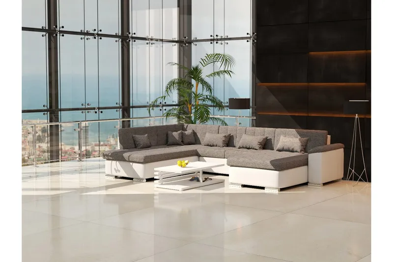 U-Vuodesohva Niko 350x205x76 cm - Beige/Harmaa - Huonekalut - Sohva - Vuodesohva
